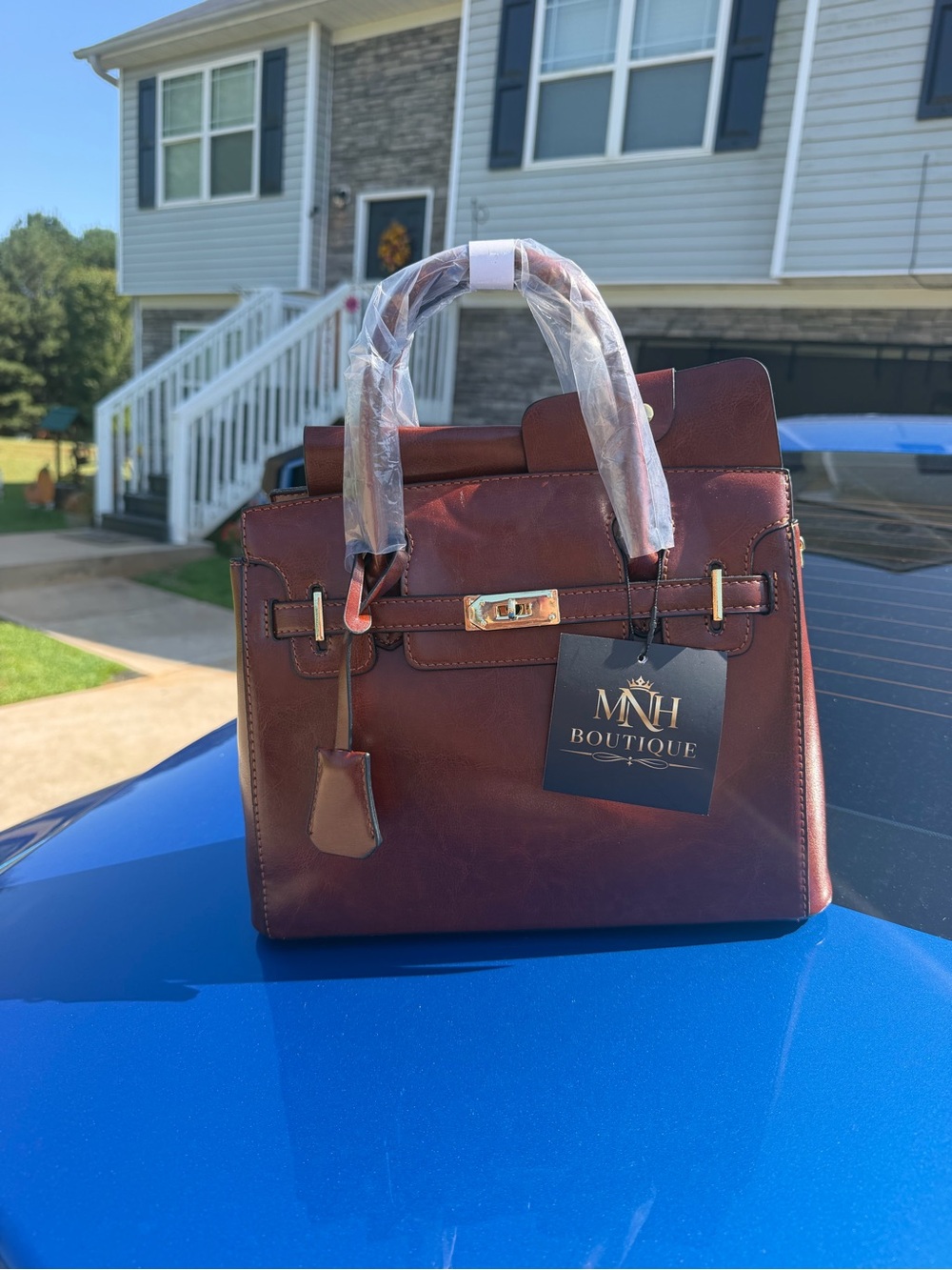Women's Structured Satchel Handbag - Burgundy